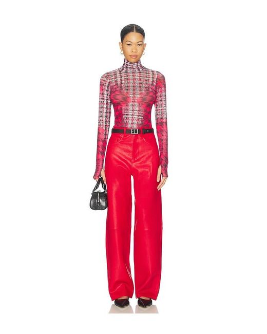 AFRM Red Zadie Long Sleeve Top