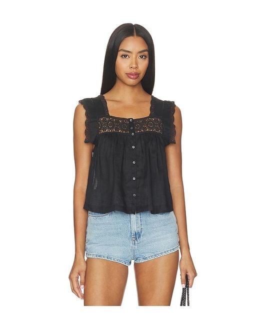 Citizens of Humanity Blue Mia Embroidered Top