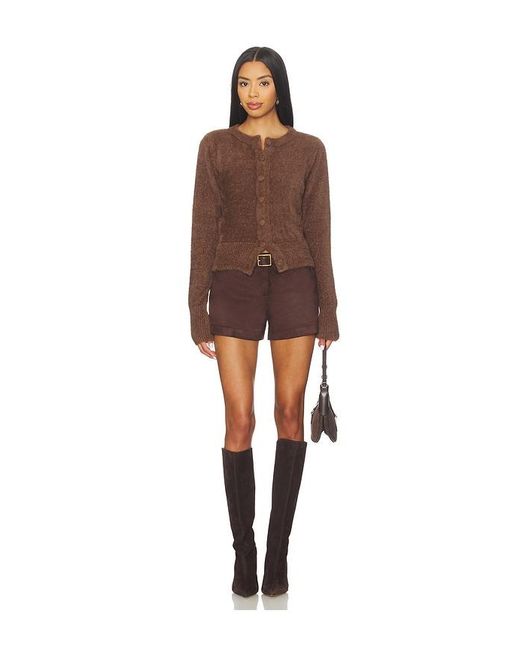 SNDY'S Brown Kailey Fluffy Knit Cardigan