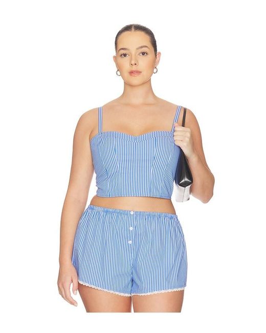 GOOD AMERICAN Blue Poplin Bustier Cami Top