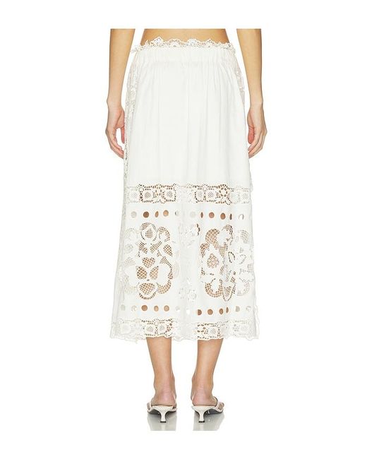 Sea White Gardener Embroided Skirt