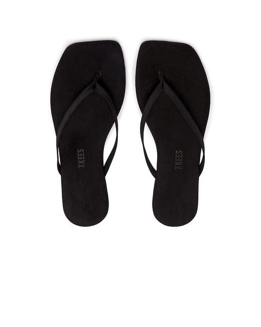 TKEES Black Square Toe Lily Suede Sandal