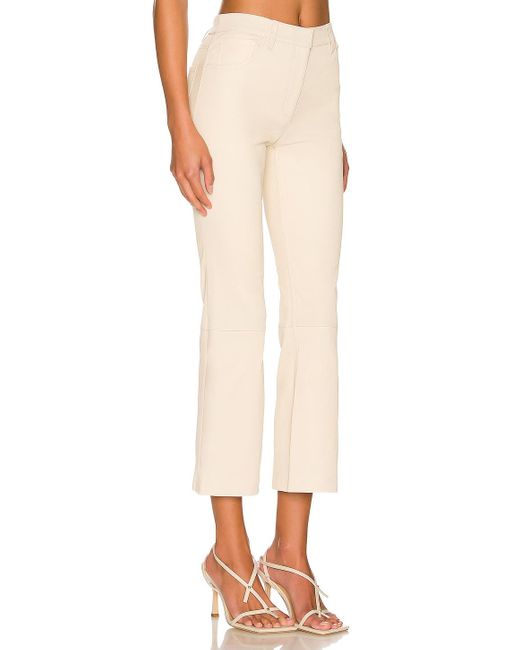 Theory Leather Kick Pant in Chalk 