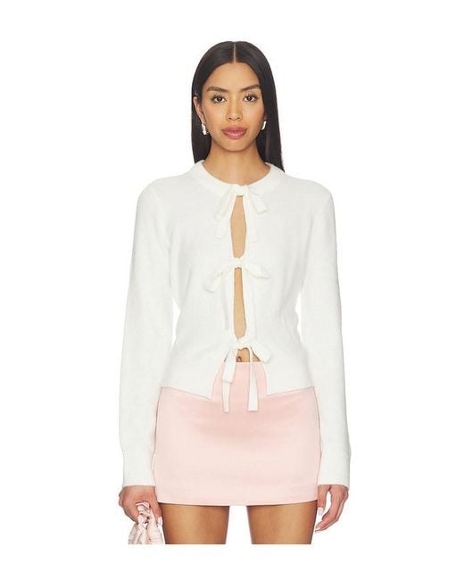 MAJORELLE White Neera Bow Tie Cardigan