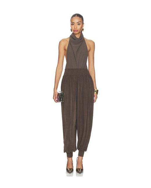 Balmain Brown Draped Jersey Cupro Loose Pant