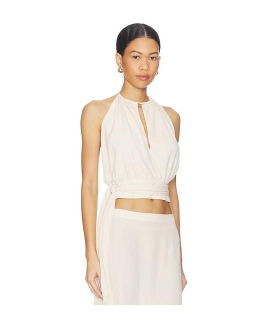 With Harper Lu Natural Draped Halter Top