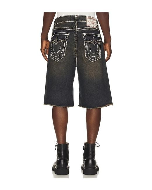 True Religion Black Mikey Super T Flap Denim Shorts for men