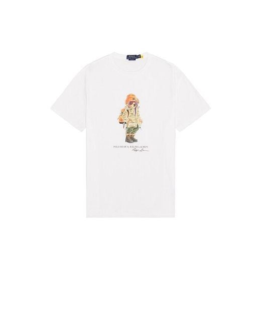 Polo Ralph Lauren White Short Sleeve Jersey Knit Novelty Rocks Bear Graphic T-Shirt for men
