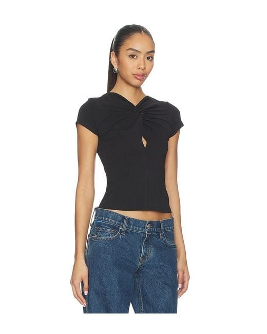 GRLFRND Black Keyhole Twist Short Sleeve Tee