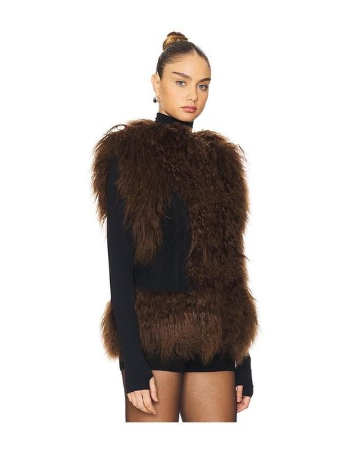 Susanna Chow Brown Dorothy Shearling Suede Vest