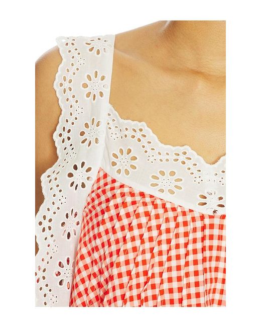 Caroline Constas Red Lucilla Eyelet Trimmed Open Back Mini Dress