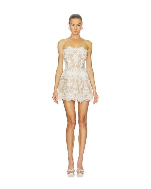 bronx and banco lace mini dress with gloves Bronx Banco Casey Lace Mini Dress in White