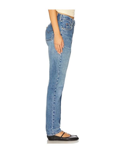 aligrace Blue Vintage High Rise Slim Straight Jean