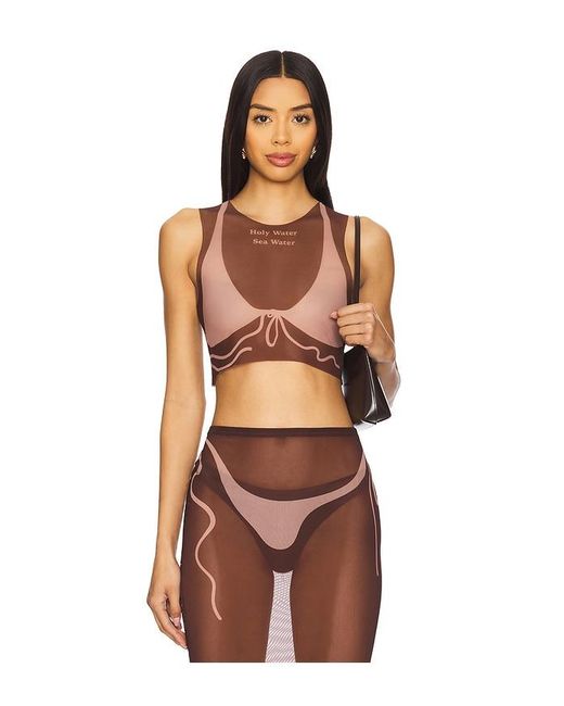 DI PETSA Orange Tan Lines Mesh Crop Top