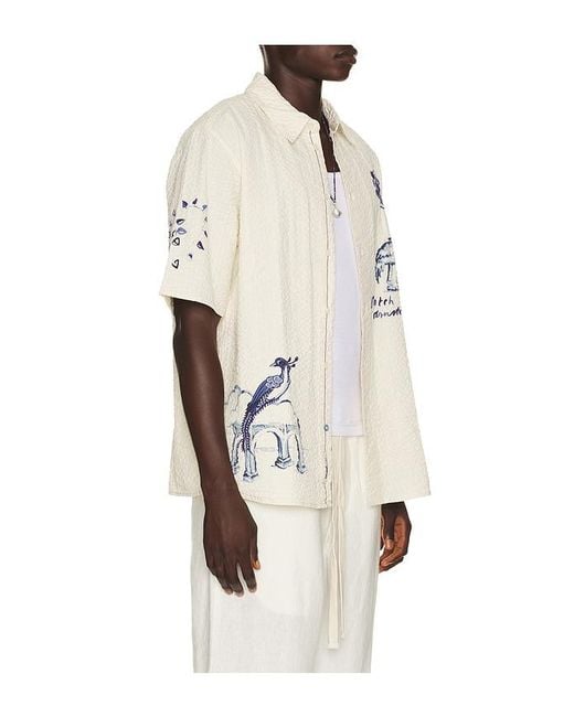 Scotch & Soda Natural Delfts Blauq Worked Out Relaxed Fit Short Sleeved Shirt for men