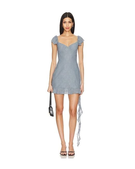 WeWoreWhat Blue Aysmmnetrical Lace Mini Dress