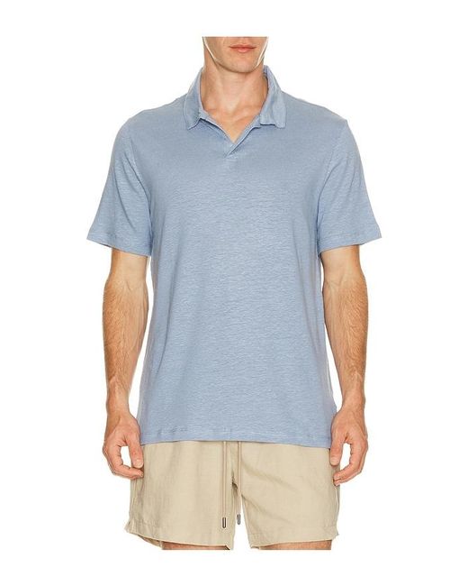 Onia Blue Shaun Stretch Linen Polo for men