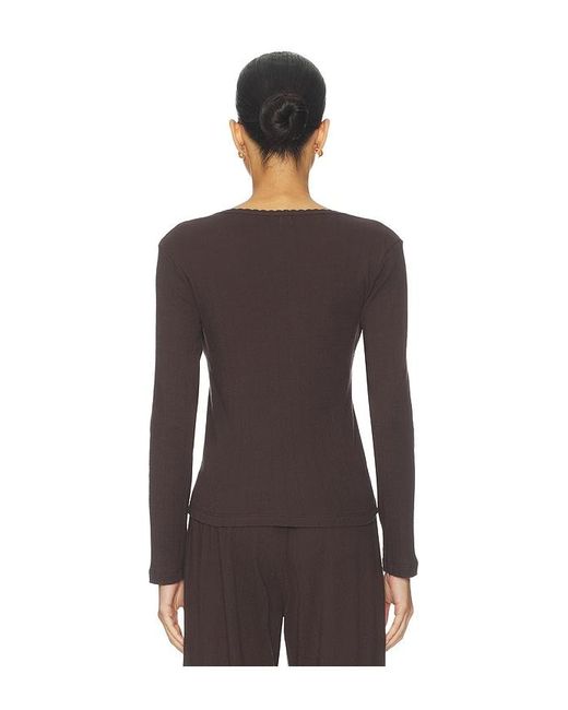 Leset Brown Pointelle Slim Fit Long Sleeve
