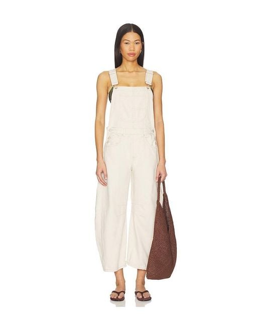 Free People White Good Luck Overall