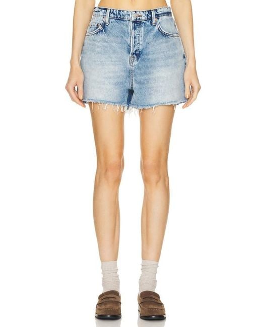 GRLFRND Blue Kady Low Rise Relaxed Boyfriend Short