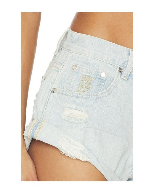 One Teaspoon Blue Bandits Low Waist Denim Shorts
