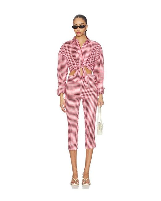AEXAE Pink Linen Capri Pant