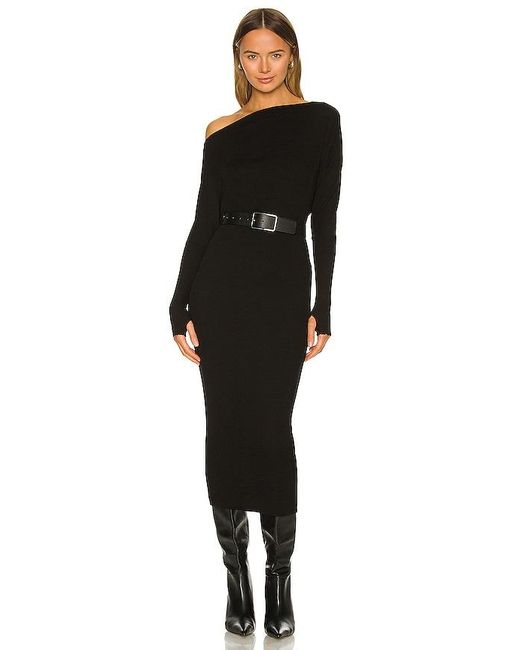 Enza Costa Black Sweater Knit Slouch Dress