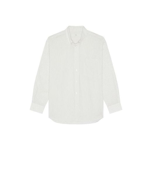 DUNST White Classic Striped Bd Overshirt for men