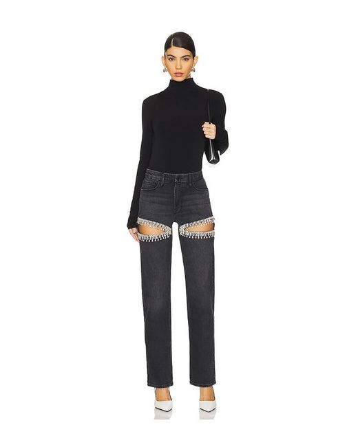 GOOD AMERICAN Black Good Icon Straight Diamond Jeans