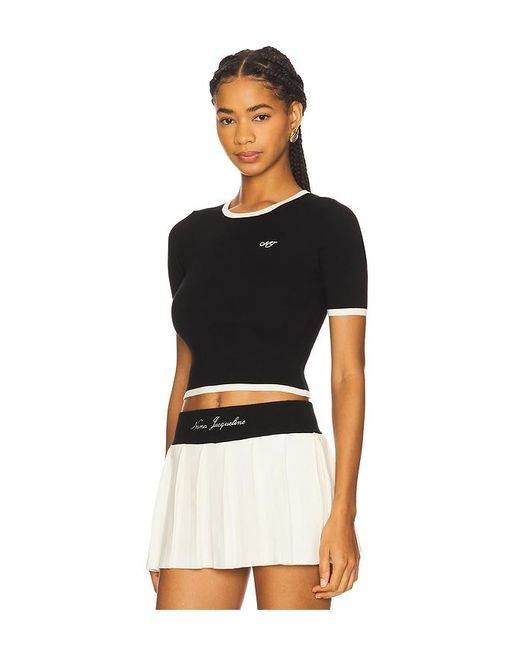 Luna Top En Color Negro, Blanco Talla (También En M, S) Nana Jacqueline de color Black