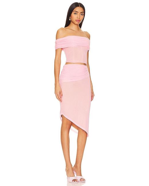 superdown Pink Heidi Mesh Skirt Set