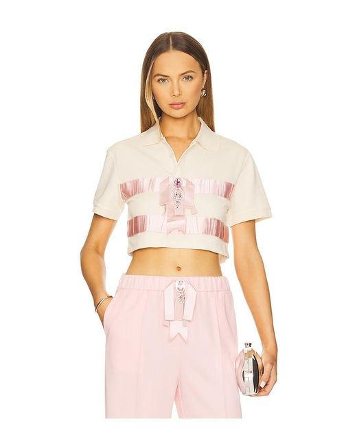 Area Multicolor Crystal Bow Cropped Polo