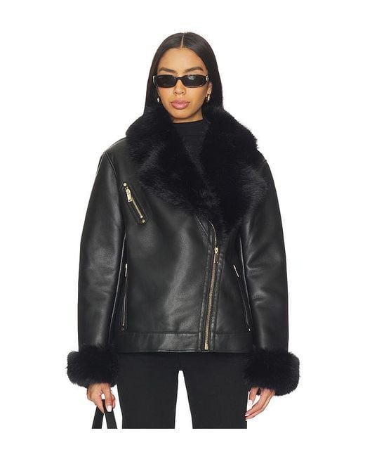 Generation Love Black Walt Faux Fur Shearling Moto Jacket