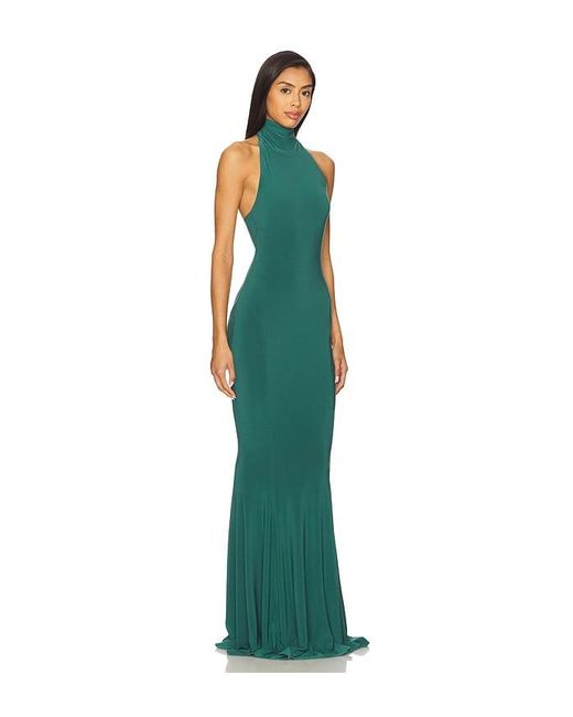 Norma Kamali Green X Revolve Halter Turtle Fishtail Gown