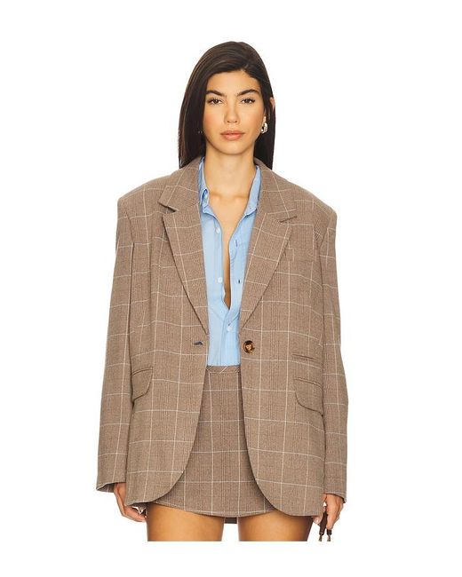 Free People Brown Blazer Mit Nadelstreifen Paper Cut