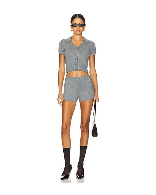 GUIZIO Blue Calesia Zip-Up Top
