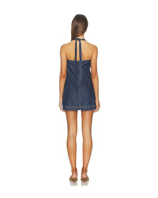 GOOD AMERICAN Blue Denim Halter Shift Dress