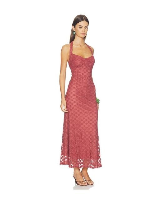 Bardot Red Mariko Halter Neck Midi Dress