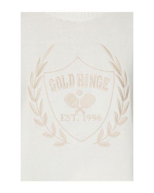 Gold Hinge White Oversized Crest Sweater