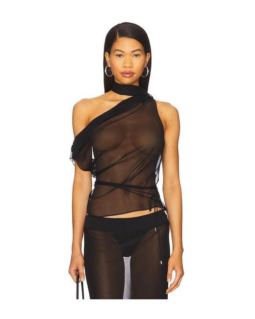 LAQUAN SMITH Black Scarf Top