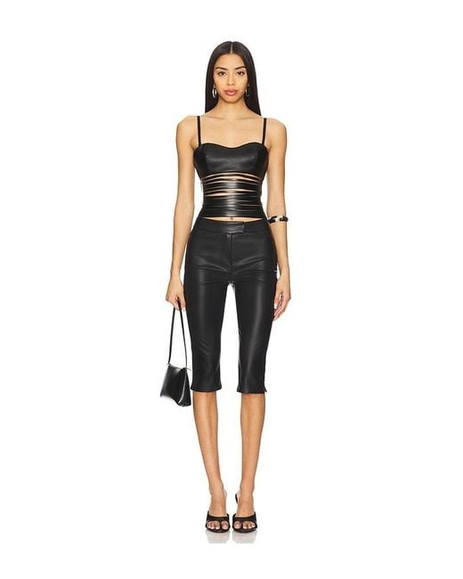 Nii HAI Black Leather Lazer Top