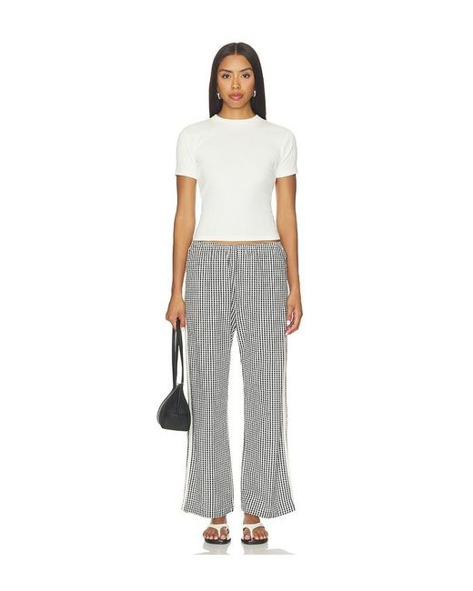 DONNI. Gray The Cotton Gingham Stripe Crop Pant