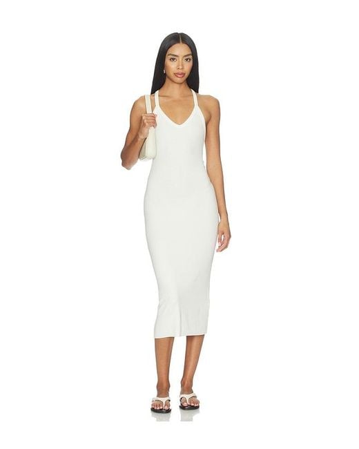 ÉTERNE White V-Neck Racerback Midi Dress