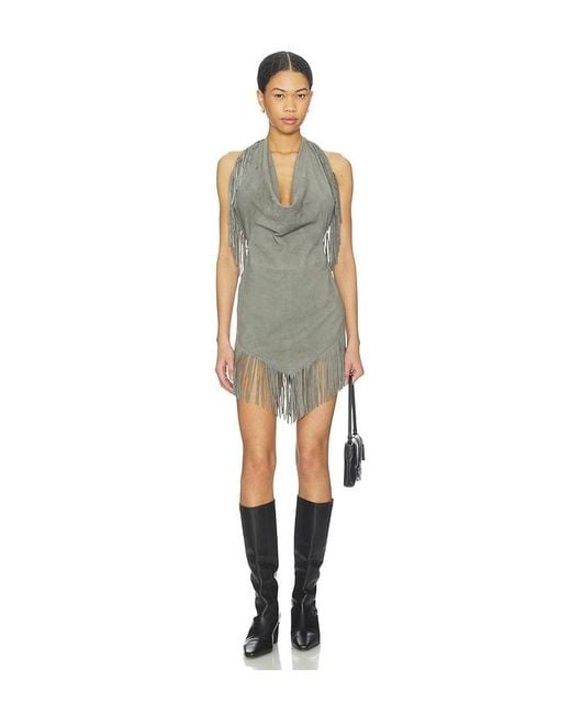 Urban Outfitters Green Fringe Mini Dress