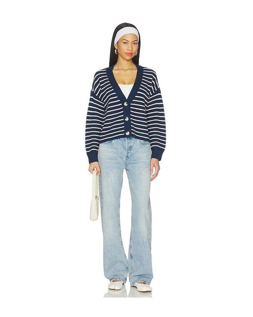Eberjey Blue Fine Gauge Cropped Cardigan