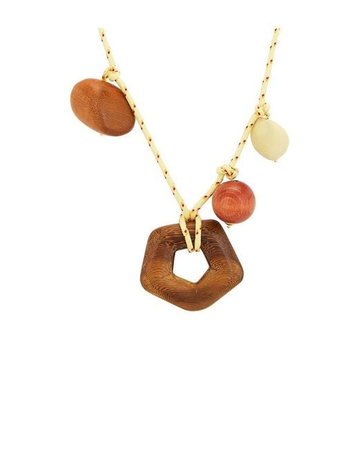 Timeless Pearly White Wooden Charms Necklace