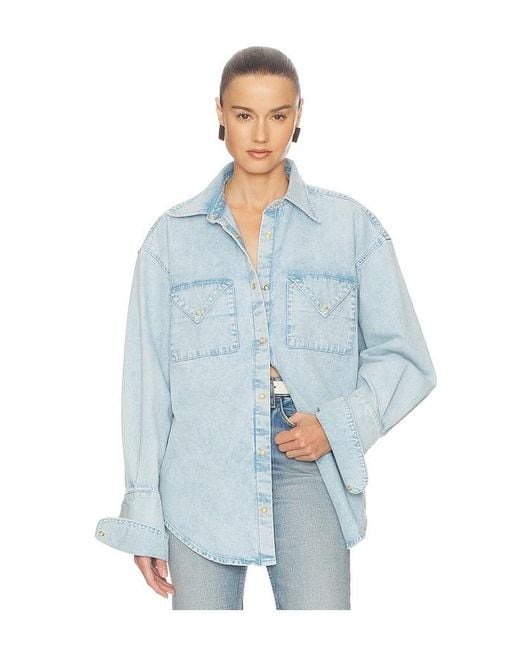 Helsa Blue Washed Denim Shirt