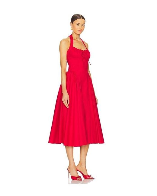 Line & Dot Abbott ホルターミディ丈ワンピース Red
