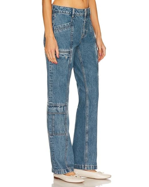 GRLFRND Blue Naomi Low Rise Slim Cargo Jeans