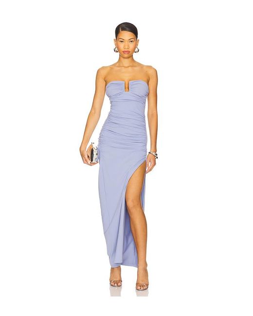 Vestido Fruncido Sin Tirantes Con Alambre En Ángulo En Color Lavanda Talla (También En M, S, Xl, Xs) Susana Monaco de color Blue